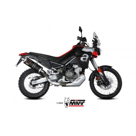 Marmitta Scarico Silenziatore MIVV DAKAR Inox Nero Aprilia Tuareg 660 2022/2023