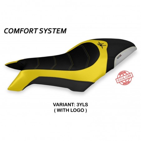 Rivest. sella MV Agusta Dragster 800 19-23 Dobrica LOGO3 YLSgiallo-argento