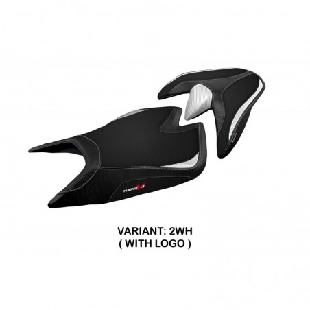 Rivestimento sella comp. Aprilia Tuono V4 21-23 Zuera CON LOGO 2WH bianco