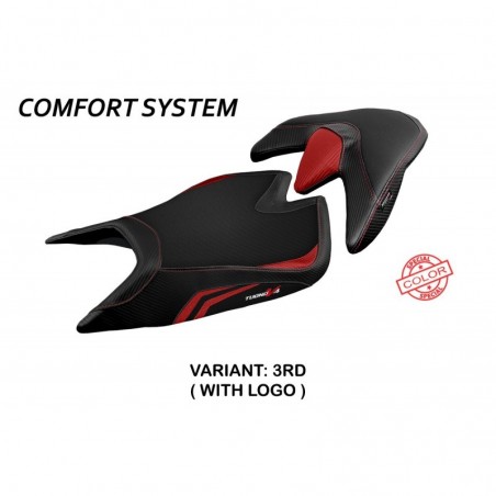 Rivestimento sella comp. Aprilia Tuono V4 21-23 Zuera CON LOGO3 RD rosso