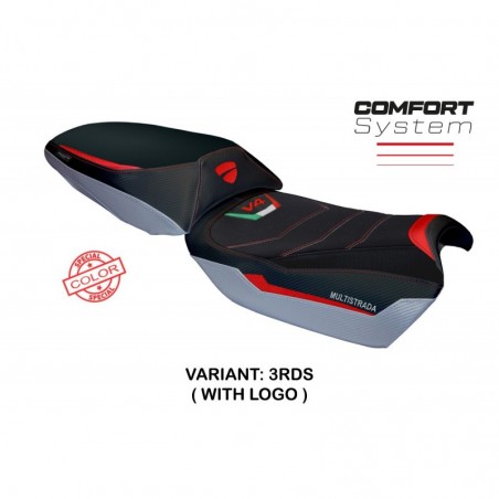 Rivest. sella Ducati Multistrada V4 Rally 2023 Adria LOGO3 RDSrosso-argento