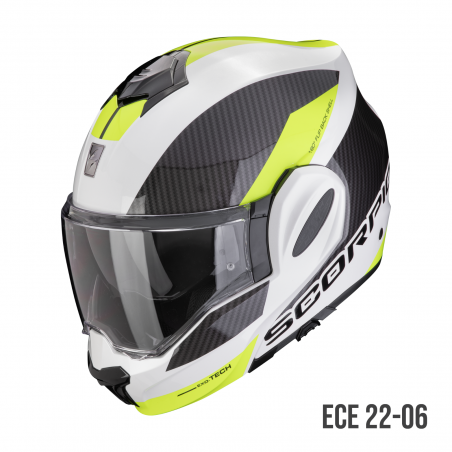 Casco Helmet Modulare Flip Back Scorpion EXO-TECH EVO TEAM Bianco Giallo