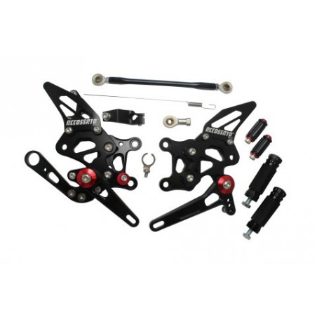 Pedane Regolabili ACCOSSATO Alluminio FT002 ins. Rosso APRILIA 1000 RSV4 15 19