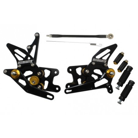 Pedane Regolabili ACCOSSATO Alluminio FT035 ins. Oro SUZUKI 1000 GSX-R 07 08