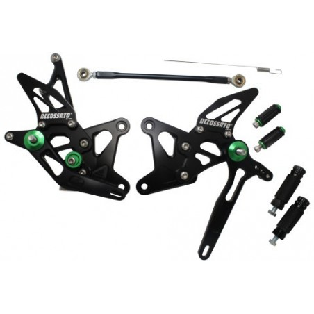 Pedane Regolabili ACCOSSATO All. FT078 ins. Verde KAWASAKI 636 ZX-6R 05 06