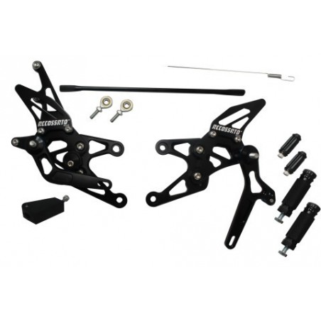 Pedane Regolabili ACCOSSATO Alluminio FT096 ins. Nero YAMAHA 1000 YZF-R1 07 08