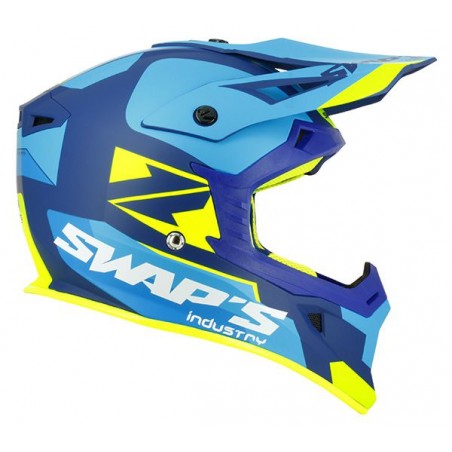 Casco Helmet OFF-ROAD CROSS Moto SWAP'S S818 BLU / GIALLO